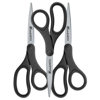 Westcott KleenEarth 8" Straight Basic Handle Scissors, Black, 3 Pack-Package is made with 80% post consumer content. Handle is made with 70% recycled content and 30% post-consumer content