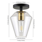 Hudson&Canal Remy 7" Wide Semi Flush Mount with Glass Shade - Matte Black/Brass/Clear-Product Dimensions: 7" L x 7" W x 10" H