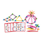 edxeducation Skeletal Starter Geo Set - 144 Multi-coloured Pieces - 20 Double-Sided Activity Cards-164-PIECE BUILDING SET -- This huge set includes 40 connecting balls in two colours, 80 sticks in 4 lengths and 4 colours, 24 pink curved pieces and 20 double-sided activity cards.