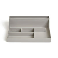 TRU RED 6-Compartment Plastic Desktop Organizer - Grey-This multi-compartment organizer helps you store and organize paper clips, pens, stickies, and more