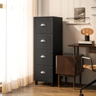 HOMCOM 4-Drawer Lateral Letter/A4 Filing Cabinet with Lock - Black-2 lockable drawers enhance document security with 2 keys
