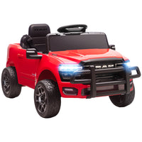 Qaba 12V Licensed Dodge RAM 3500 Electric Kids Ride on Car - Red-Licensed Dodge RAM 3500 for kids' fun and adventure 