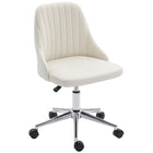 Vinsetto Vanity Office Chair with Swivel Wheels - Cream White-Curved line design with thick padding seat provides extra comfort