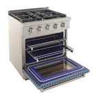 Kucht 30" KFX-X Series Pro Style Natural Gas Range - Stainless Steel/Light Blue-Liquid propane convertible