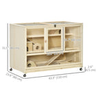 PawHut - Cage en Bois pour Hamster 3 Niveaux avec Toit Ouvrable - Bois Naturel-La construction en bois de sapin massif assure durabilité et longévité