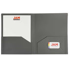 JAM Paper - Chemises scolaires à deux pochettes en plastique robuste - gris - Paquet de 6-Taille: 9 x 12 pouces