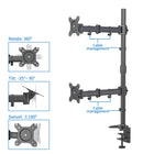 ShoppingAll - Support sur pied entièrement réglable pour deux écrans - noir-Grâce à la liberté de réglage vertical, vous pouvez réaliser des configurations de moniteurs empilés.