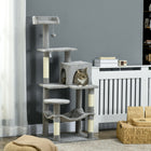 PawHut - Arbre à chat 56 po, tour avec condo, hamac - poteaux à griffer en sisal-Plusieurs niveaux permettent aux animaux de sauter et grimper, les gardant actifs 
