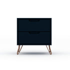Manhattan Comfort - Rockefeller commode haute et table de chevet style milieu du siècle moderne - tatiana bleu minuit - ensemble de 2-Pieds évasés en fil métallique à la mode pour une durabilité accrue
