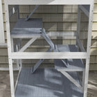PawHut Catio 34" L Outdoor Cat House on Wheels - Grey-Made of fir wood with a weather-resistant asphalt roof 
