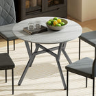 HOMCOM - Table à manger ronde avec structure en acier pour cuisine - gris-Le plateau spacieux peut accueillir de la nourriture et des boissons 