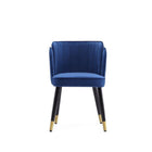 Manhattan Comfort - Chaise de salle à manger moderne Zephyr 21,65 po en velours bleu royal-Point de couture ondulé vertical avec motif inspiré de la tulipe
