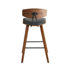 Armen Living - Fox Tabouret de Bar Moderne Mi-Siècle de 65 cm de Hauteur de Comptoir en Similicuir Gris et Bois Noyer-6