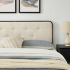 Modway Bridgette Wood Queen Platform Bed with Splayed Legs - Black Beige-Rubberwood Legs