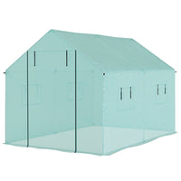 Outsunny Tunnel Greenhouse with Roll-up Door & Mesh Windows - 6.6' x 10' x 6.6' - PE cover offers UV and mild weather protection inside for plants to grow well
 