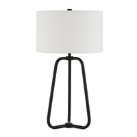 Hudson&Canal - Lampe de table Marduk de 65 cm de haut avec abat-jour en tissu - Bronze noirci/blanc-Design moderne du milieu du siècle pour votre salon, votre espace de travail ou votre table de chevet