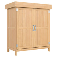 Outsunny - Abri de jardin en bois avec toit à charnière, Bois Naturel-Le toit en asphalte résistant à l'eau et la surface en bois peint offrent une durabilité pour une utilisation en extérieur 