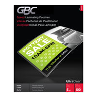 Swingline Thermal Laminating Pouches, Letter Size, 5 mil, 100 Pack-Letter-sized laminating pouches for document protection