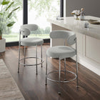 Modway Albie Fabric Counter Stools - Grey/Silver - 2 Pack-Tubular Metal Base