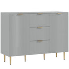 HOMCOM 47.2" L Sideboard Buffet Cabinet - Grey-Metal legs, gold handles and fluted panel design give it a modern look