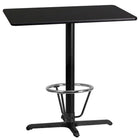 Flash Furniture Dessus de table rectangulaire de 24 x 42 po en stratifié noir avec anneau de pied-Table d'hospitalité à hauteur de bar