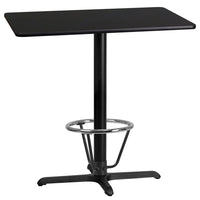Flash Furniture Dessus de table rectangulaire de 24 x 42 po en stratifié noir avec anneau de pied-Table d'hospitalité à hauteur de bar