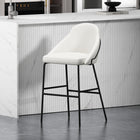 Manhattan Comfort Gracie 22" Modern Leatherette Upholstered Barstool - White and Black-Frame and Legs Features Choice of Fully Welded Black Steel or Gold Stainless Steel