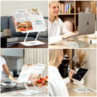 ShoppingAll Foldable Adjustable Book Holder with 360° Rotating Base and Elastic Clips - White-7