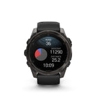 Garmin - fēnix 8 – 51 mm, saphir AMOLED, titane DLC gris carbone avec bracelet en silicone noir/gris galet-9