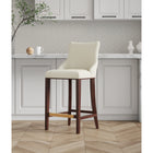 Manhattan Comfort Shubert 22.64" Modern Leatherette Upholstered Barstool - Ivory-Frame Made of Solid Beech Wood with Rich Dark Finish - Features a Gold Metal Foot Plate