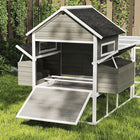 PawHut - Poulailler en bois 137 po L pour 8 à 10 poules, avec pondoir - gris foncé-Un espace de repos ventilé assure la circulation de l'air et la lumière 