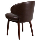 Flash Furniture Comfort Back Series Brown Leather Side Reception Chair with Walnut Legs-Curved Back