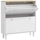 HOMCOM Narrow Shoe Storage Cabinet with Adjustable Shelves - White-Two flip drawers hold up to 16 pairs of CA 10 shoes