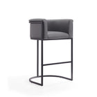 Manhattan Comfort Cosmopolitan 23.7" Mid-Century Modern Faux Leather Upholstered Bar Stool - Grey and Black - 2 Pack-Semi Circle Open Design with Tight Back Finish