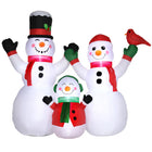 Outsunny 8' Inflatable Snowman Christmas Yard Decoration-The inflatable snowman family with a red bird brings a cohesive Christmas display together 