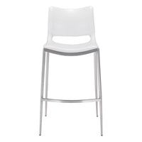 Zuo Ace Barstool - White/Silver - Set of 2-Plush and durable faux leather fabric