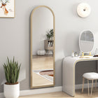 HOMCOM Arched Full Body Mirror - 21" W x 64" H - Beige-Constructed with a robust PS frame and stable stand for lasting reliability 