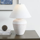 Hudson&Canal - Lampe de table en céramique Chiara de 58 cm de haut avec abat-jour en tissu - Blanc terre cuite/blanc-Dimensions du produit : 18,5" L x 18,5" l x 22,5" H