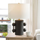 Hudson&Canal - Lampe de table Jurrah en céramique de 50 cm de haut avec abat-jour en tissu - Noir mat/blanc-Dimensions du produit : 13" L x 13" l x 20,5" H