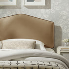 Modway Cosette Performance Velvet Twin Size Headboard - Taupe-Contrast Piping Trim