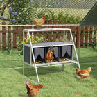 PawHut Wooden Chicken Nesting Box with 3 Compartments and Curtains-V-shaped curtains ensure privacy, boosting laying productivity