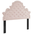 Modway Gwyneth Tufted Performance Velvet Queen Platform Bed with Gold Metal Legs - Pink-Gold Metal Legs With Non-Marking Caps