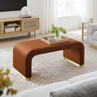 Modway Koda Performance Velvet Waterfall Ottoman - Brass/Rust-Metal Base