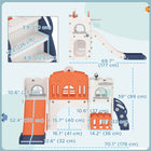 Qaba - Toboggan 7 en 1 pour enfants avec panier de basket, grimpeur, télescope, tunnel, volant, allée - orange-Marches fermées pour plus de sécurité et pour éviter le coincement des pieds 