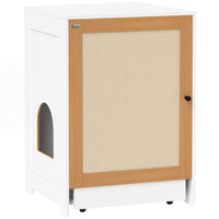 PawHut Hidden Cat Litter Box Enclosure - Oak-Functions as stylish end table and hidden litter box 