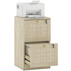 HOMCOM 2-Drawer Letter/A4 Lockable Filing Cabinet - Oak-Two spacious drawers for organization and the top surface for holding a printer
