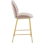 Modway Scoop Gold Stainless Steel Leg Performance Velvet Counter Stool - Pink-Vintage Glamour Style