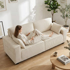 HOMCOM - Canapé 3 places en velours côtelé 86 po avec coussin à ressorts - beige-Le cadre renforcé en métal et en panneaux multicouches garantit une stabilité pour un usage quotidien   
