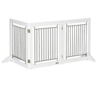 PawHut Folding Freestanding Pet Gate with 2 Support Feet - White-Can be arranged into different shapes - suitable for different rooms 