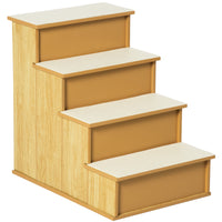 PawHut 21.3" H Pet Stairs for High Bed - Natural Wood-Perfect for elderly pets and pets with mobility problems 